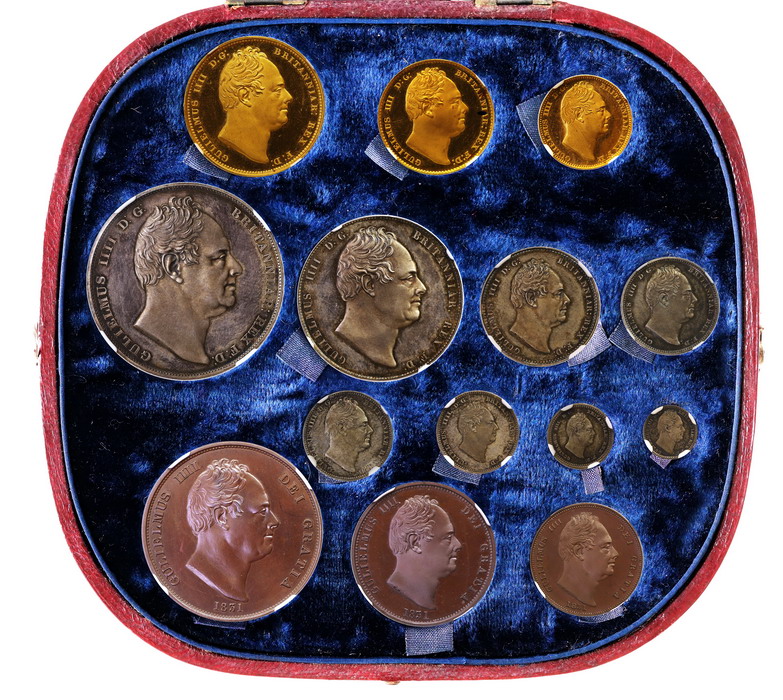 イギリス 1831年銘 ウィリアム4世プルーフ金貨銀貨等14枚フルセット